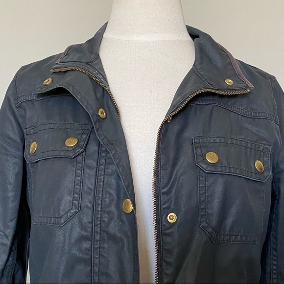 J. Crew Jacket Black Waxed Cotton Downtown Field Jacket, XS - Picture 3 of 16